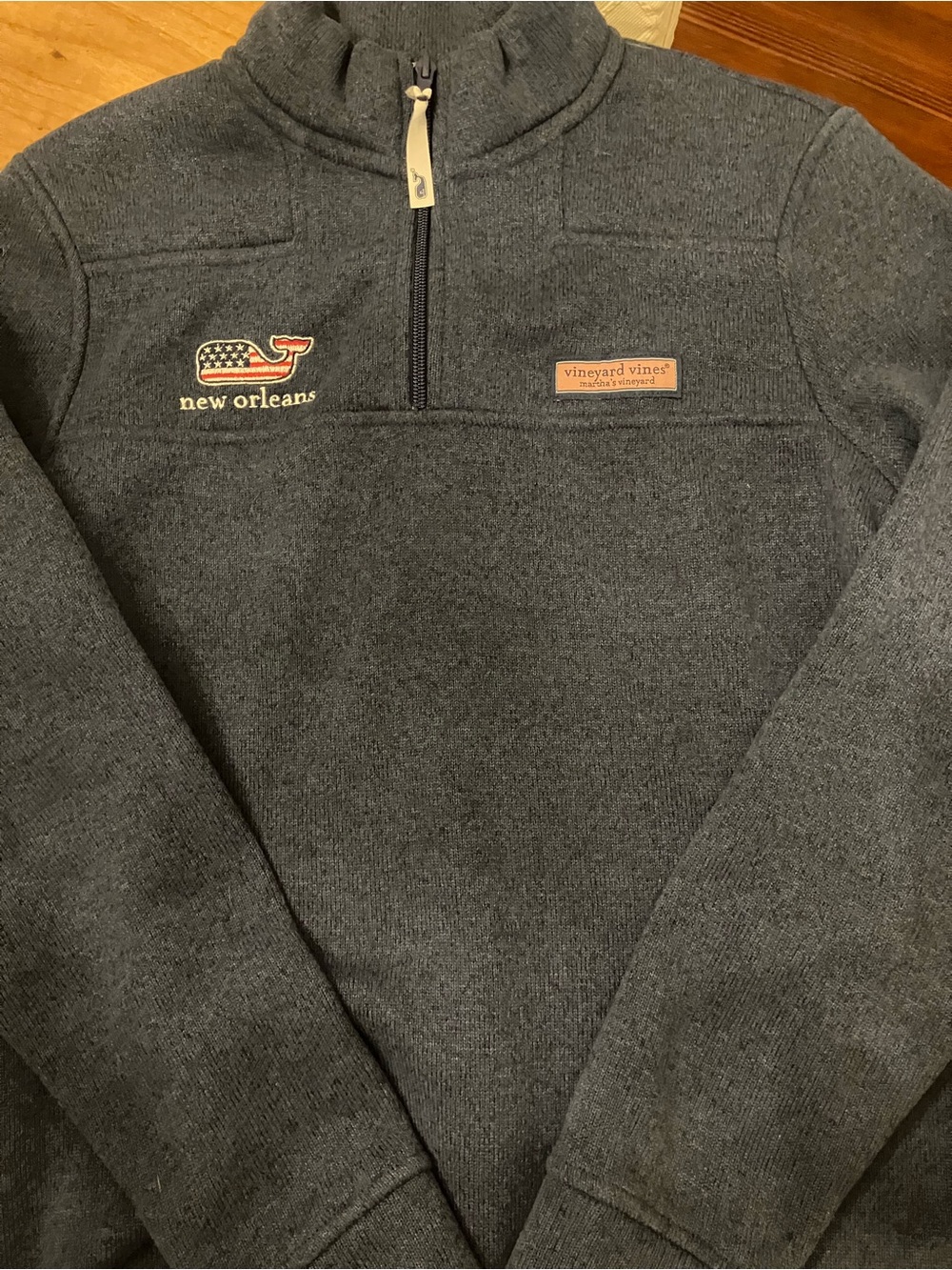 Vineyard Vines Charcoal Heather Navy Men's Quarter-Zip Pullover